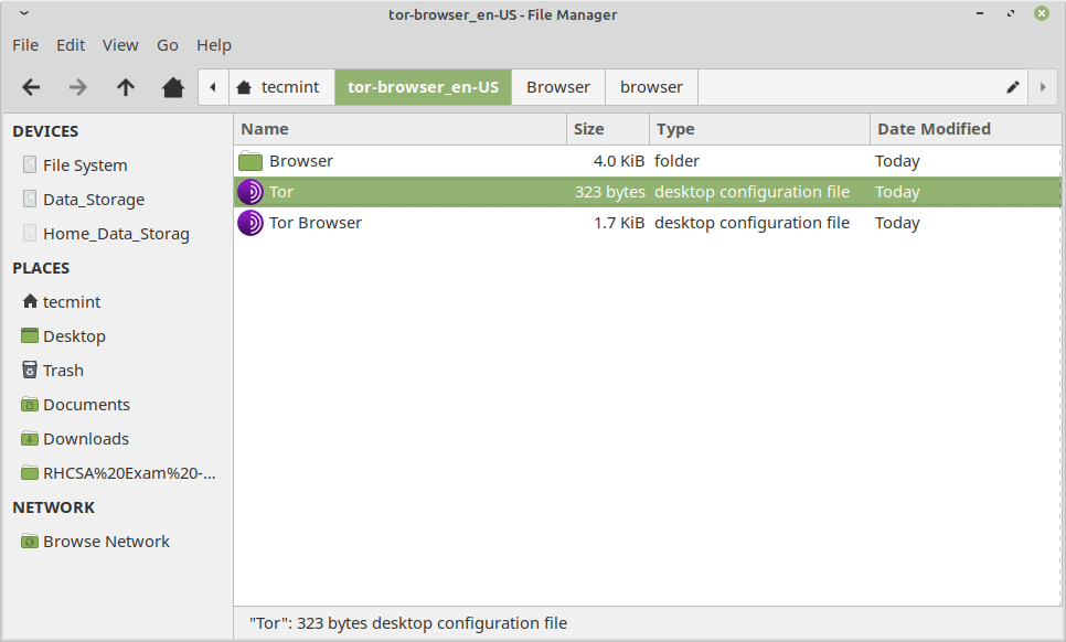 Scorciatoia sul desktop del browser Tor