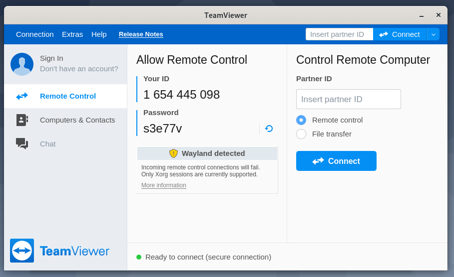 TeamViewer in Esecuzione in Debian