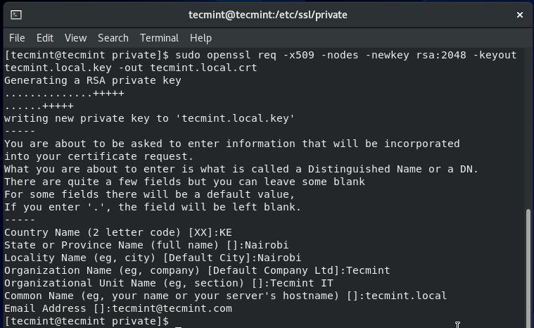 Locale, per creare Certificato SSL di Apache