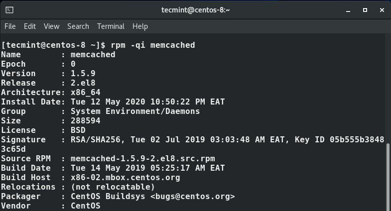 Vista Memcached Informazioni