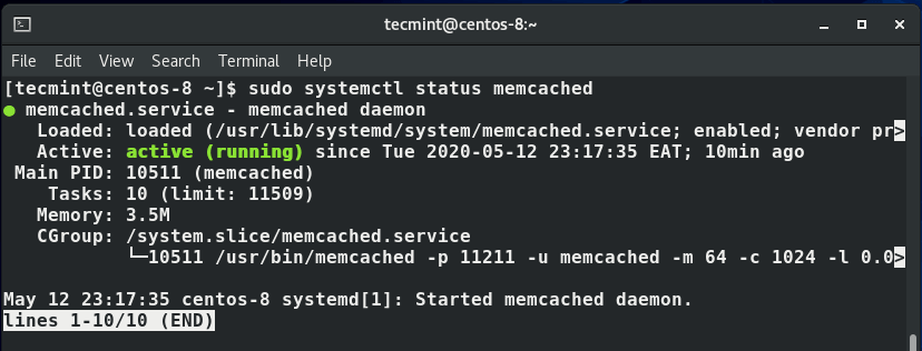 Verificare Memcached Stato