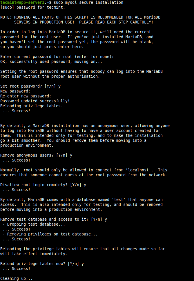 Server MariaDB sicuro