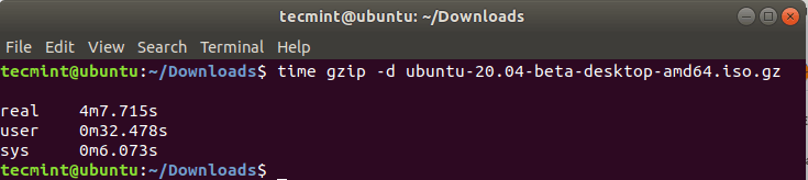 Controllare Gzip Tempo Di Decompressione