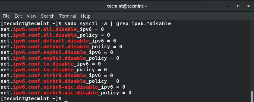 Controllare il Supporto IPv6, in RHEL 8