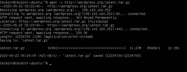 Il Download di WordPress in Ubuntu 20.04