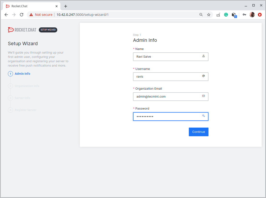 Inserisci Il Tuo Admin Info