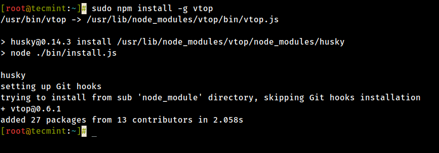 Installare vtop in Linux
