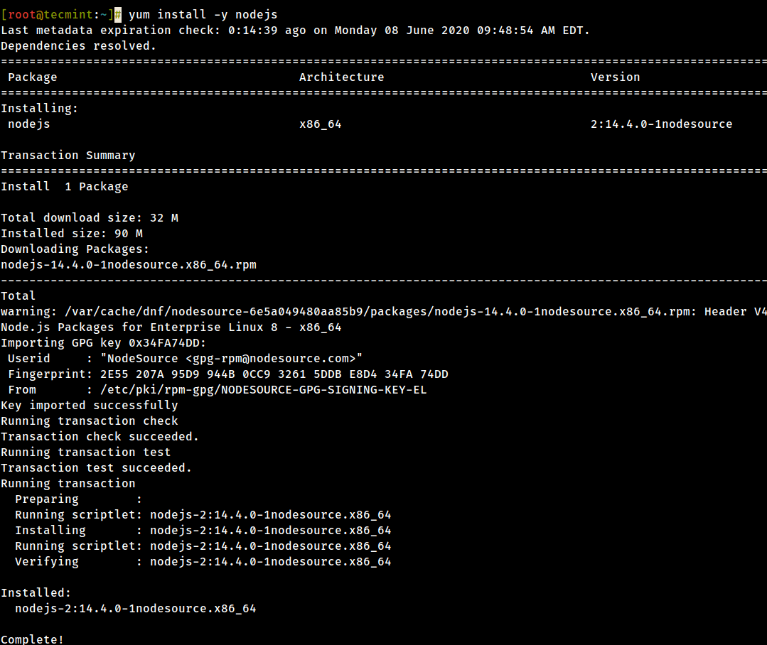 Installare NodeJS in CentOS