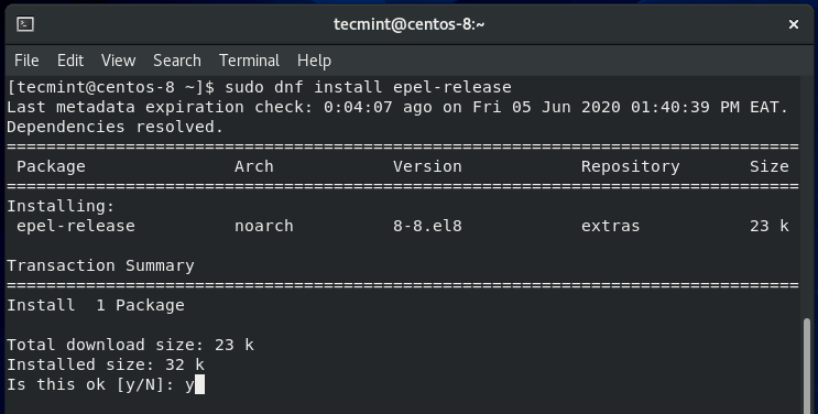 Installare il repository Epel in CentOS 8