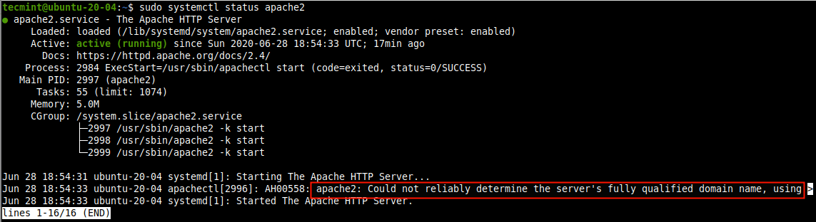 Apache Server Name Errore