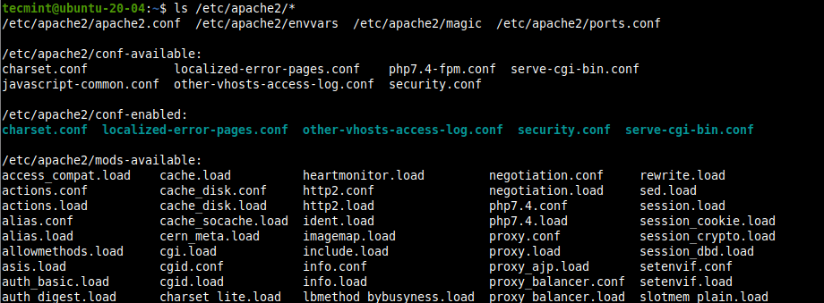 Visualizza File Di Configurazione Di Apache
