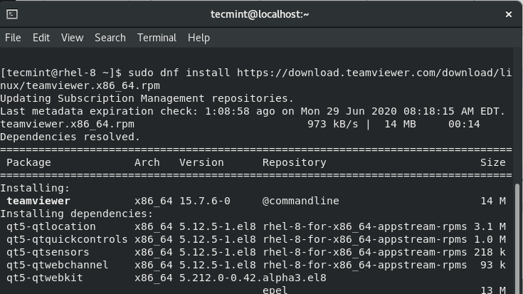 Installare TeamViewer su RHEL 8