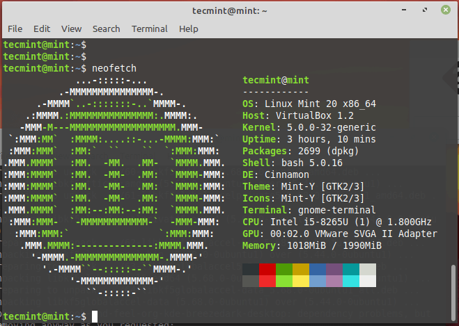 Vedi Linux Mint 20 Informazioni