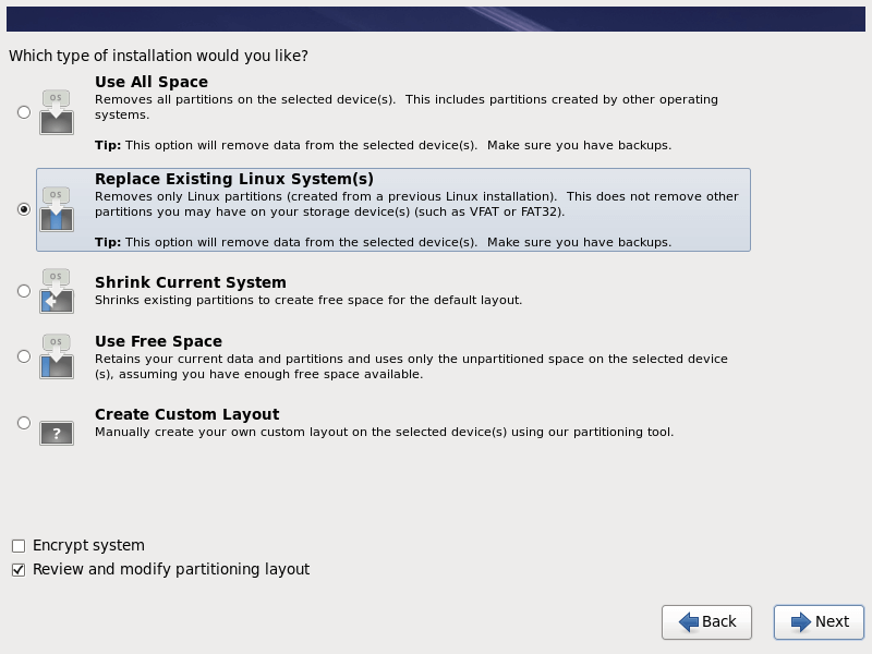Scegli RHEL 6.10 Tipo di Installazione