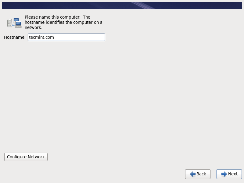 Set di RHEL 6.10 Hostname