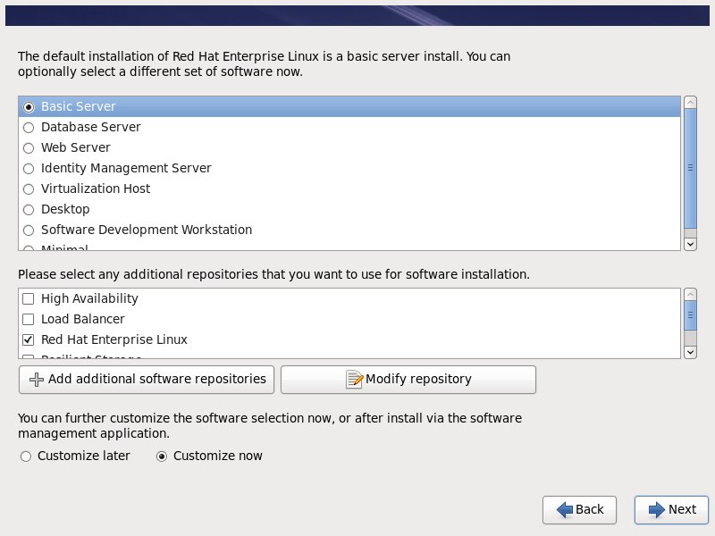 RHEL 6.10 di Base di Installazione del Server