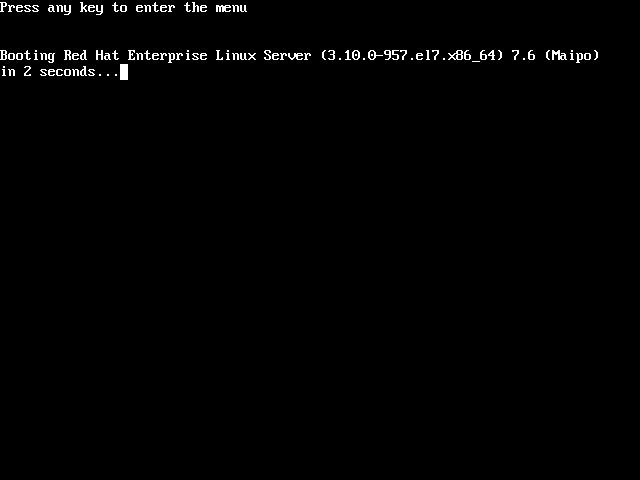 L'avvio di RHEL 7.6