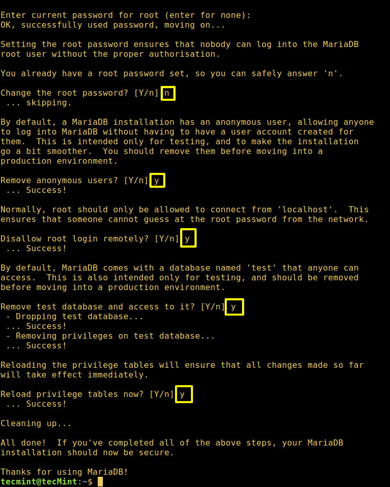 Sicuro MariaDB Installazione