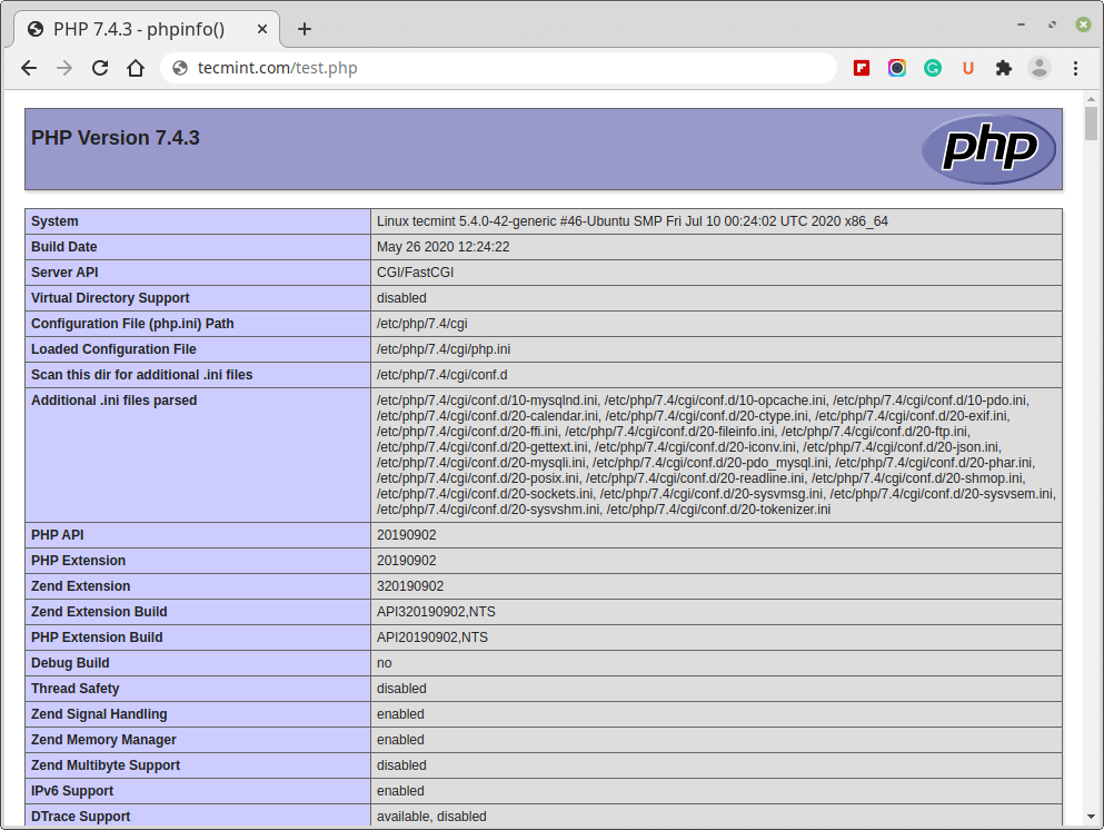 Controllare PHP Info in Ubuntu