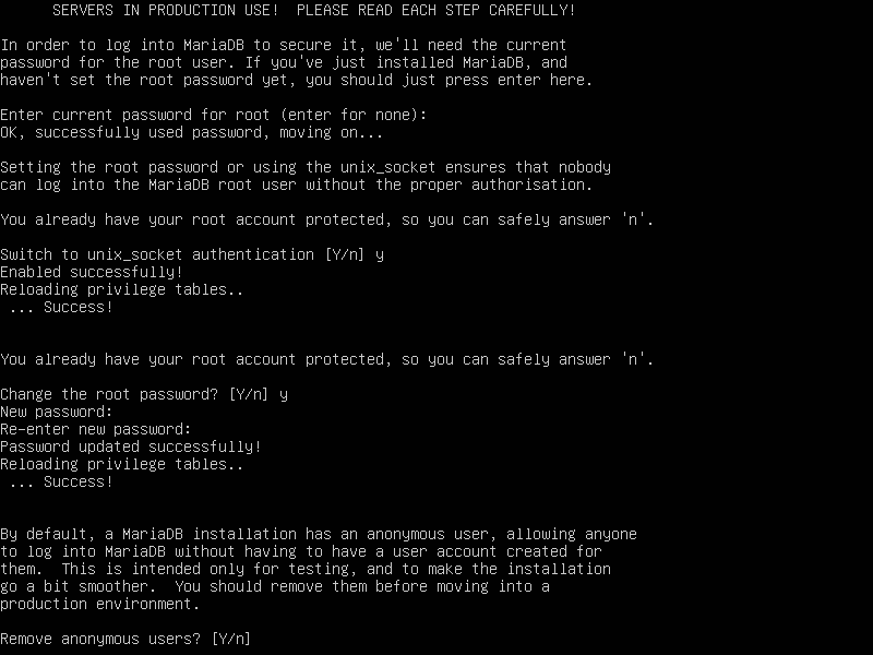 Sicuro MariaDB Installazione