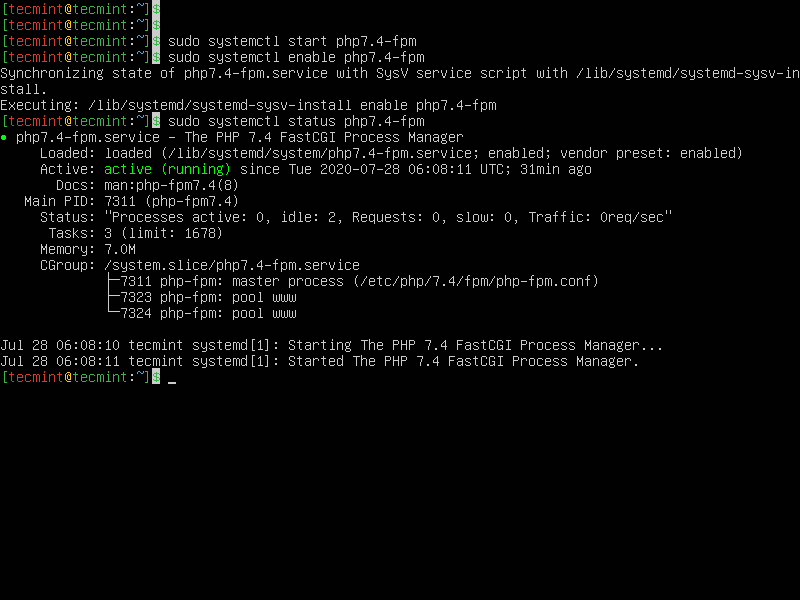 Verificare PHP-FPM Stato in Ubuntu