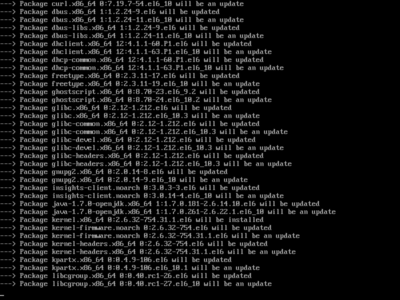 Aggiornamento RHEL di Sistema