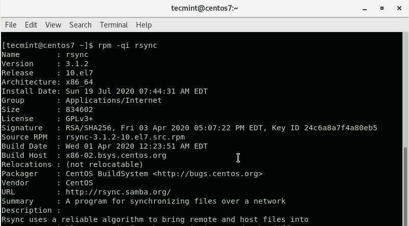 Controllare la Versione di Rsync in CentOS