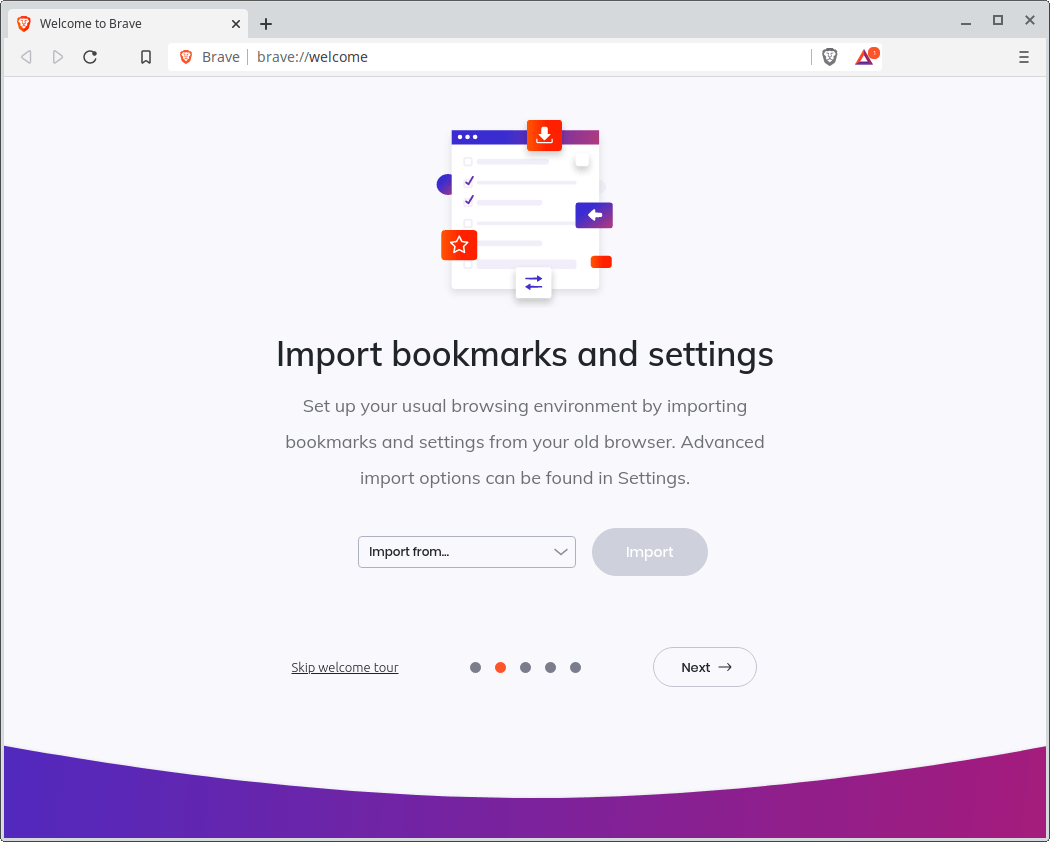 Coraggioso Browser Schermata Di Benvenuto
