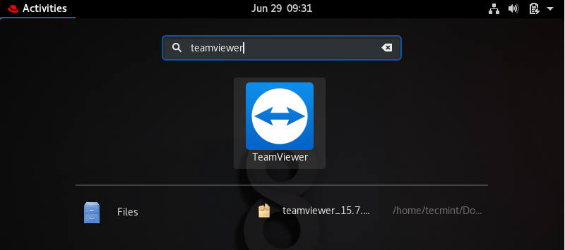 Ricerca di TeamViewer in RHEL 8