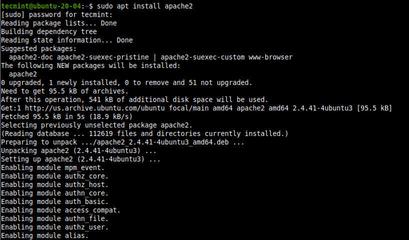 Installare Apache su Ubuntu 20.04