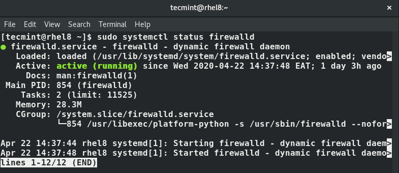 Controllare Firewalld Stato