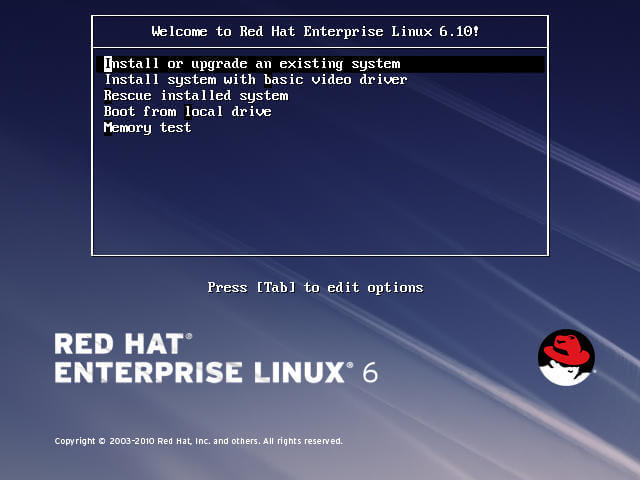 RHEL 6.10 Menu di Grub