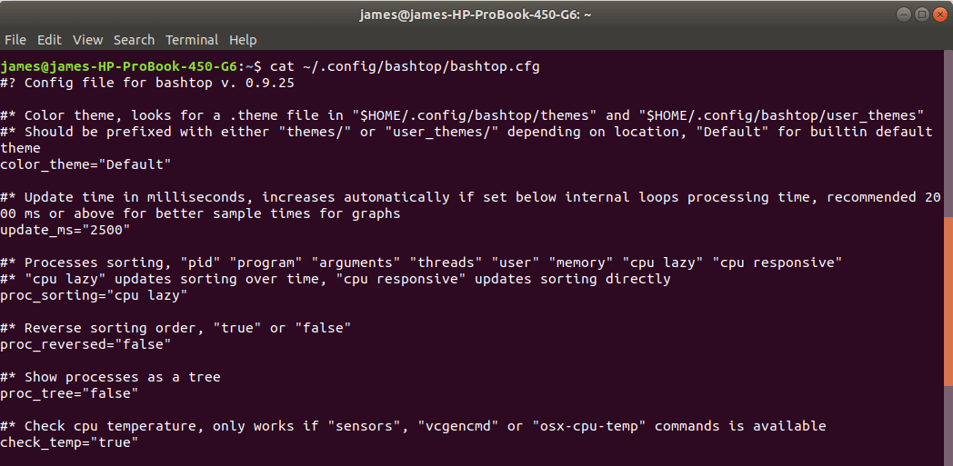 Bashtop Configurazione