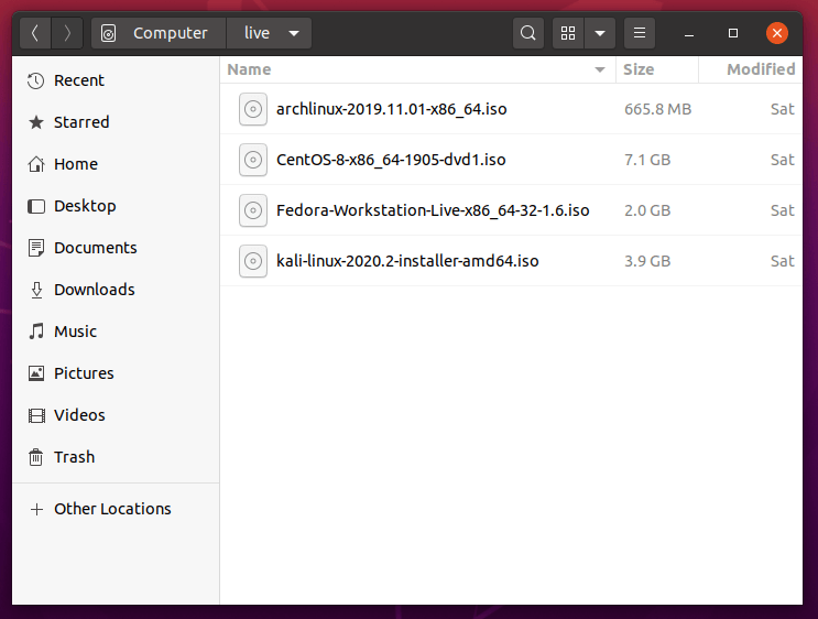 Copia di Linux File ISO di Vivere Directory