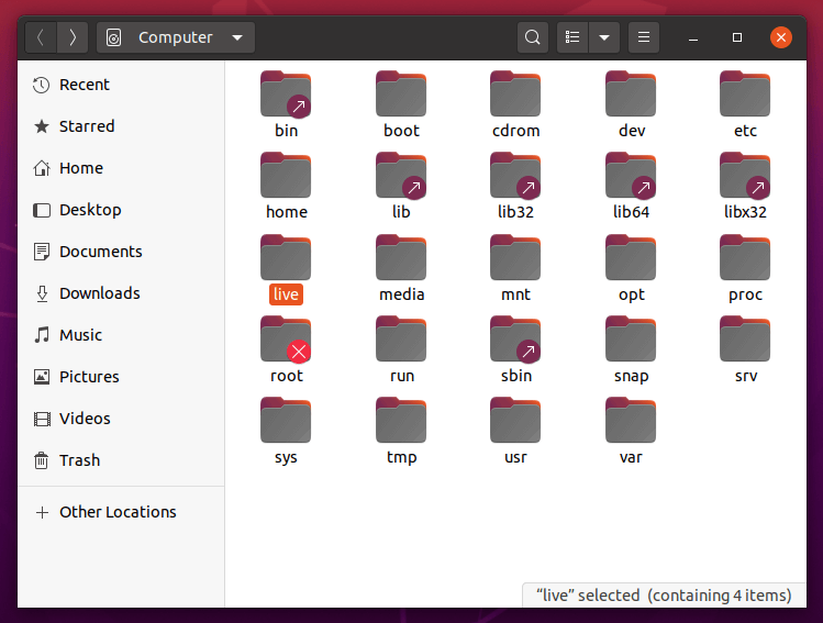 Crea una cartella nella Root di Ubuntu Posizione