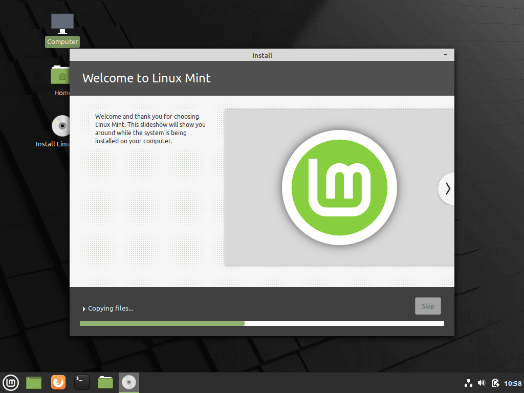 Processo di installazione di Linux Mint