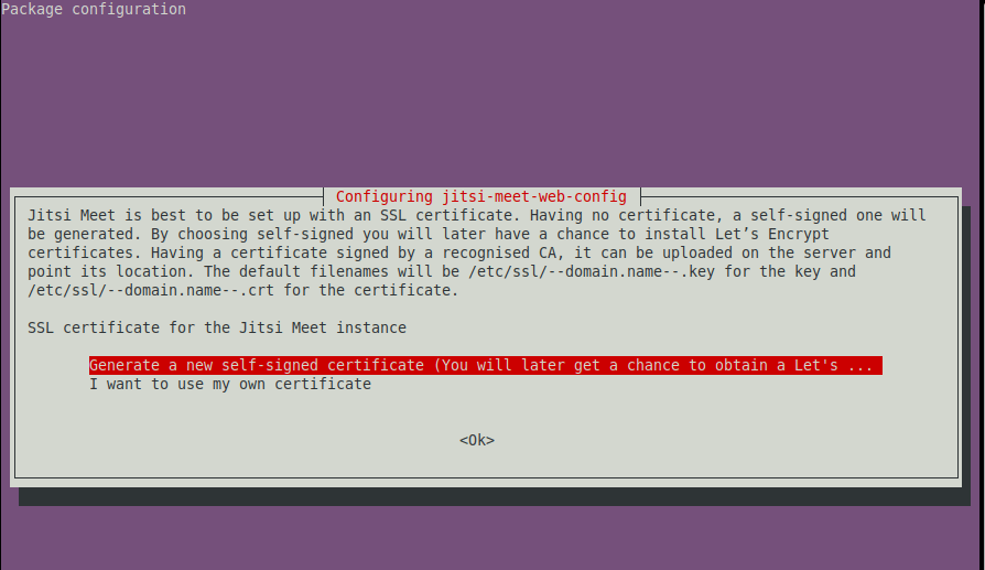 Genera nuovo SSL per Jitsi Meet