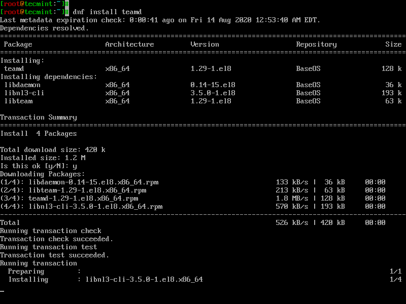 Installare Teamd in CentOS