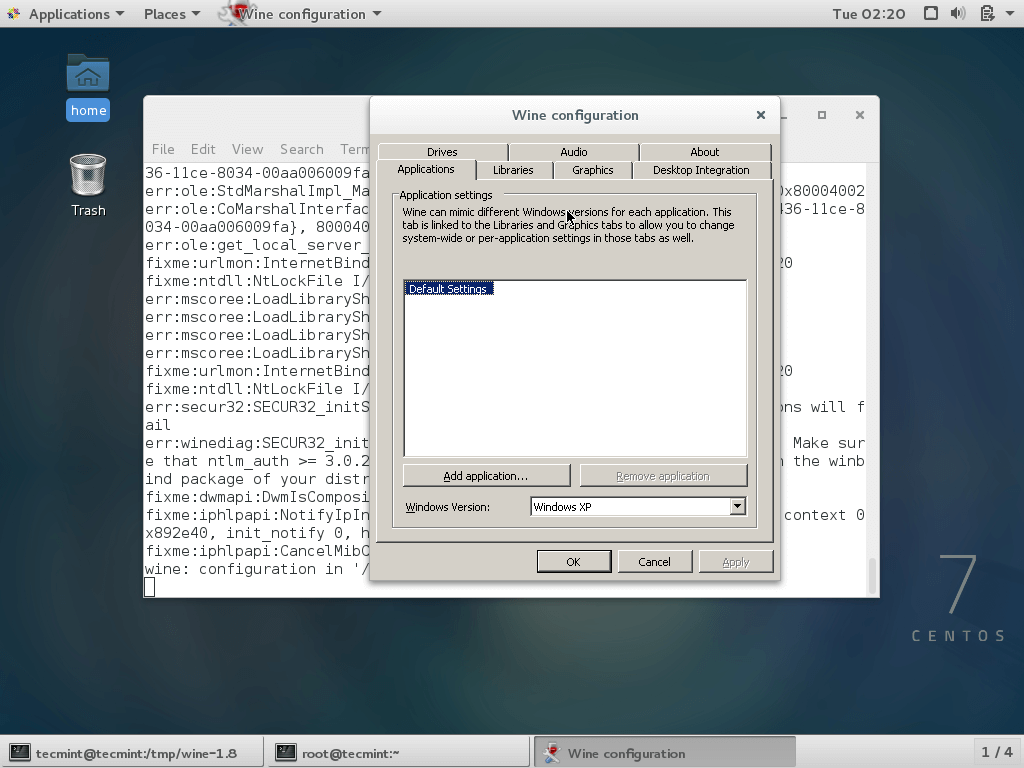 Configurazione Winecfg