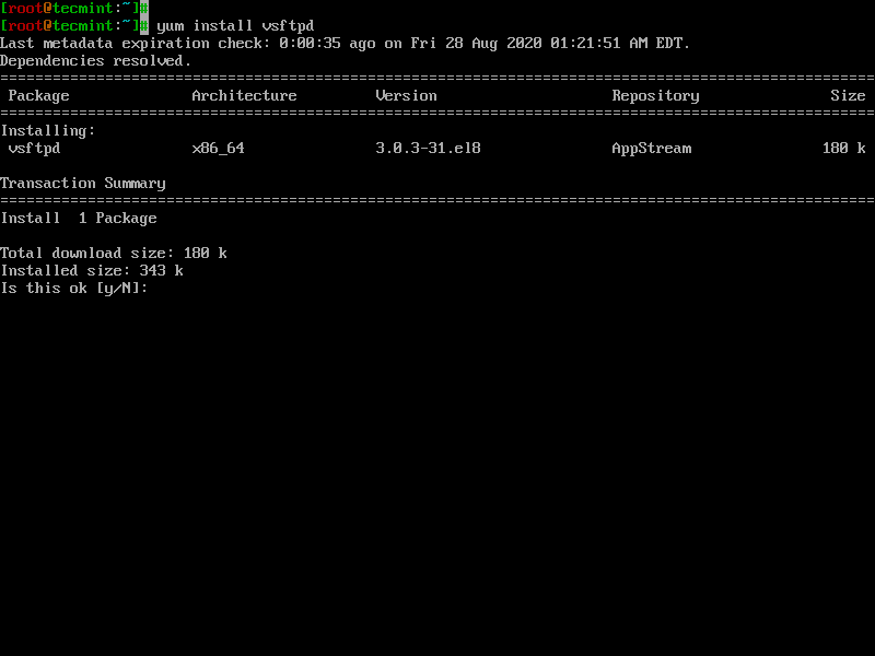 Installa Vsftpd in CentOS