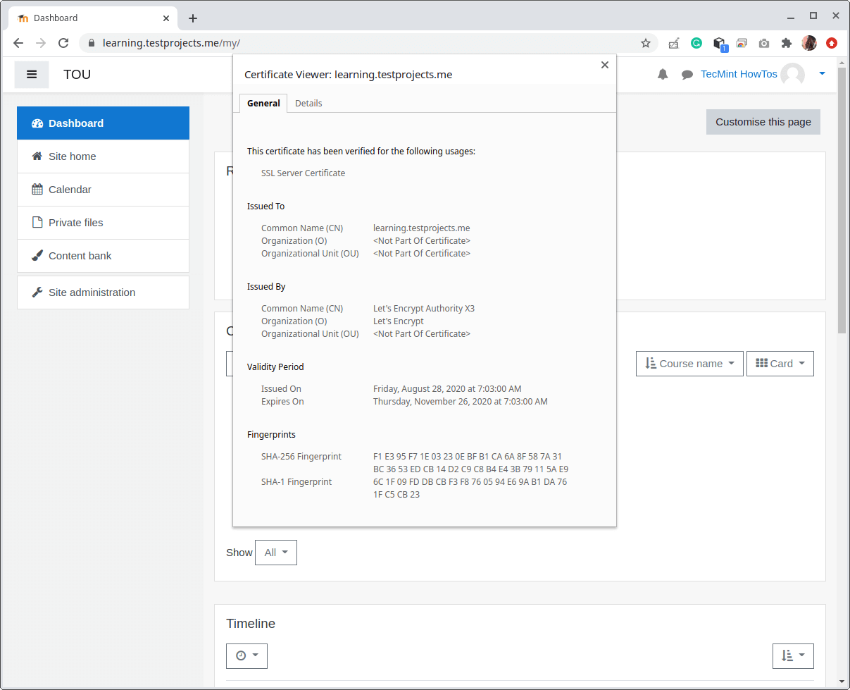 Verifica HTTPS su Moodle