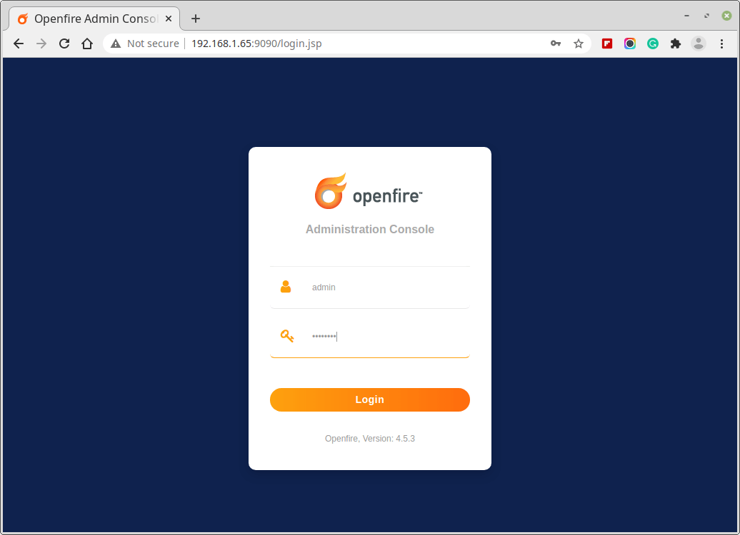 Accesso amministratore Openfire