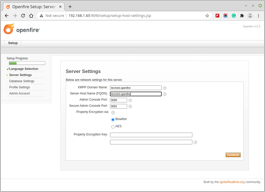Impostazioni del server Openfire