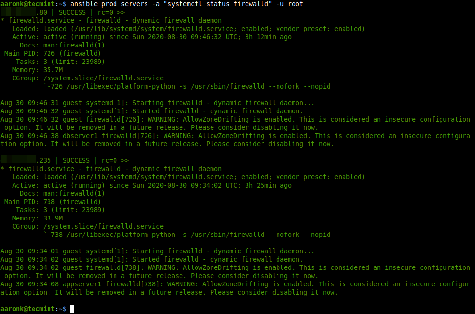 Seleziona Ansible Command
