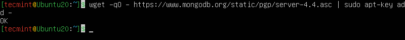 Aggiungi chiave pubblica Mongodb