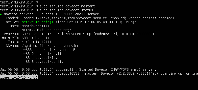 Avvia Dovecot in Ubuntu