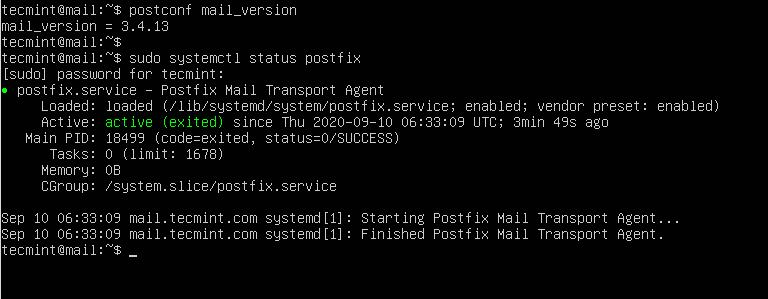 Controlla la versione di Postfix
