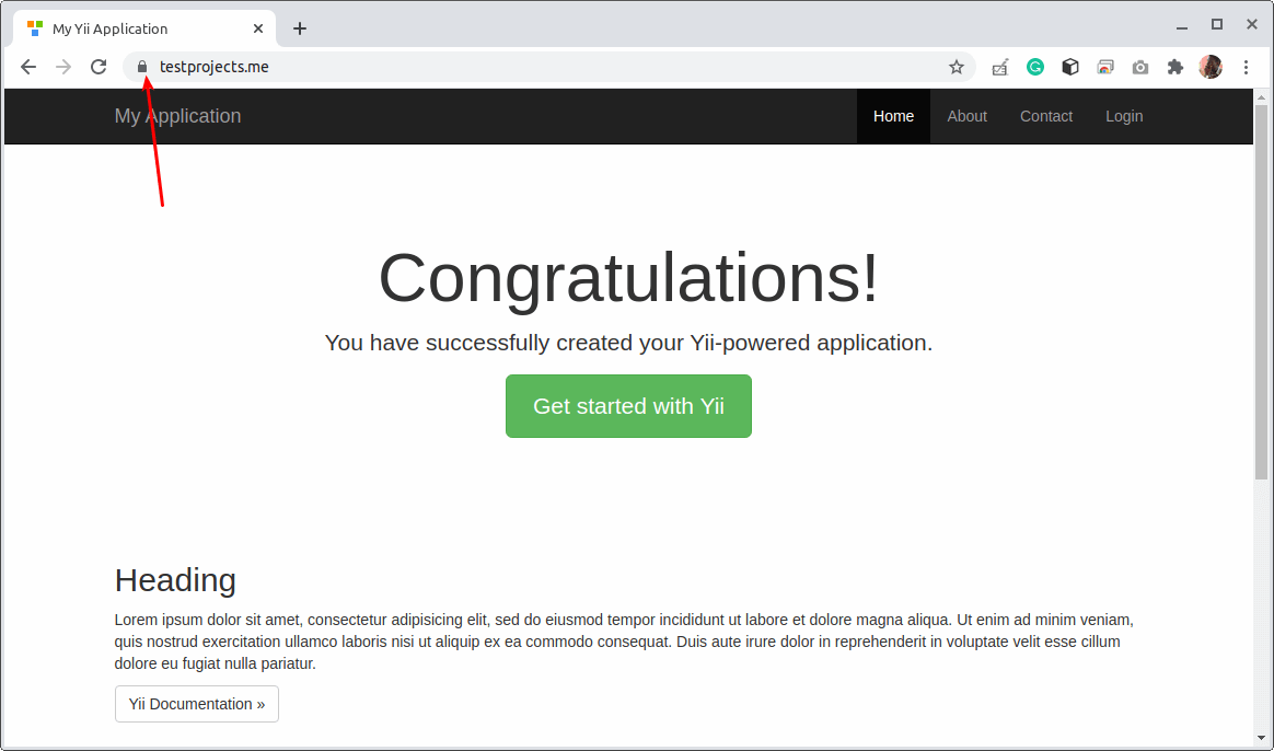 Applicazione Yii in esecuzione su HTTPS
