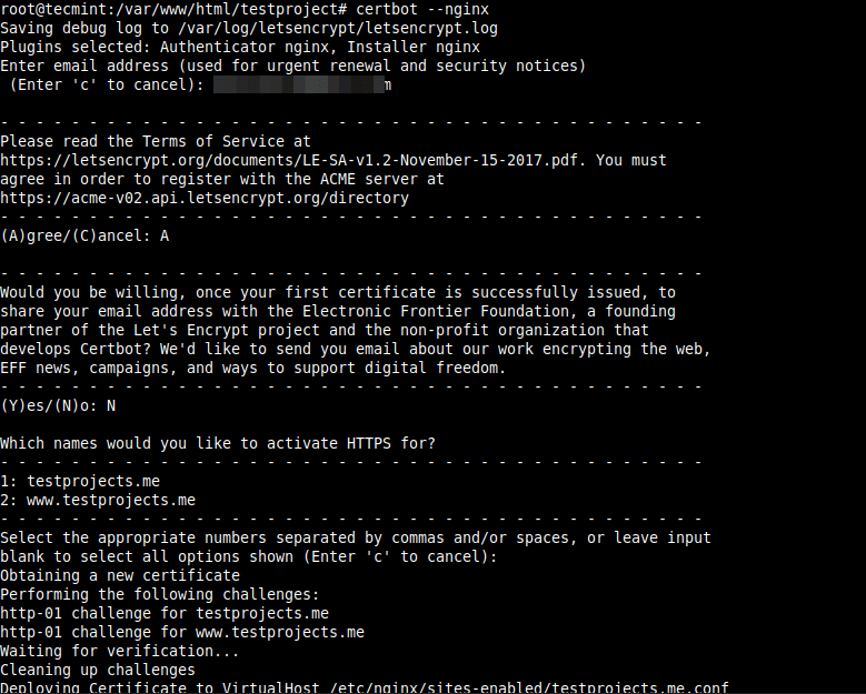 Abilita HTTPS sull'applicazione Yii Nginx
