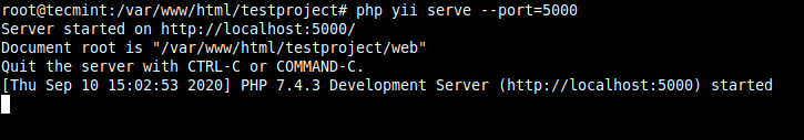 Esegui Yii Development Server su una porta diversa